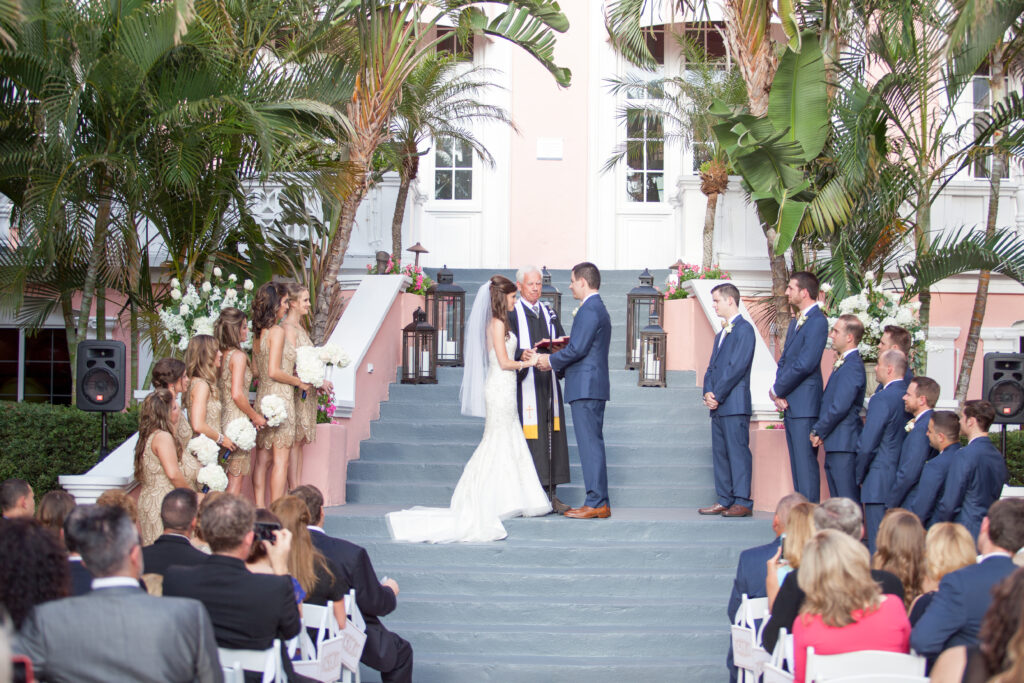 Courtyard wedding ceremony at The Don CeSar hotel in St Pete Beach Florida