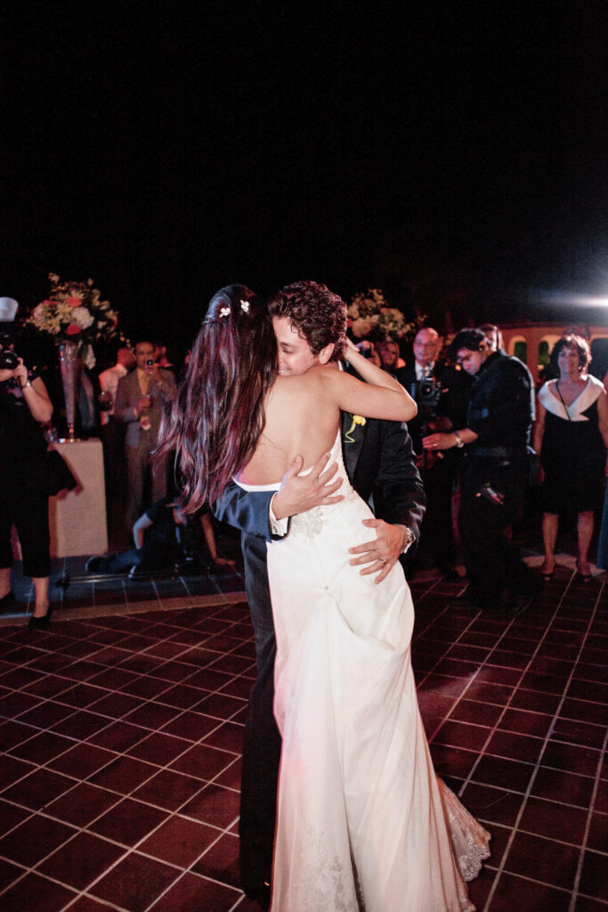 couple first dance at Powel Crosley Estate Sarasota evening reception