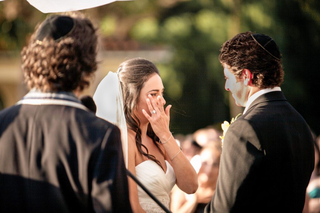 bride emotional during ceremony at Powel Crosley Estate Sarasota intimate moment