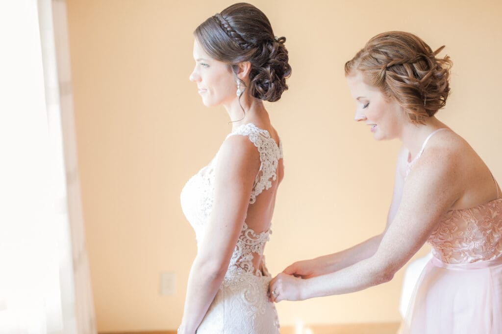 Bride getting ready before her wedding at The Ringling Museum in Sarasota Florida