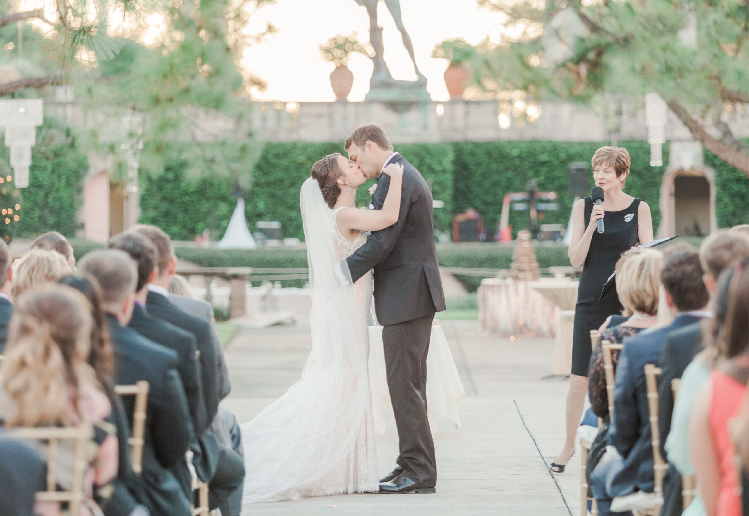 Romantic courtyard wedding ceremony at The Ringling Museum of Art in Sarasota Florida