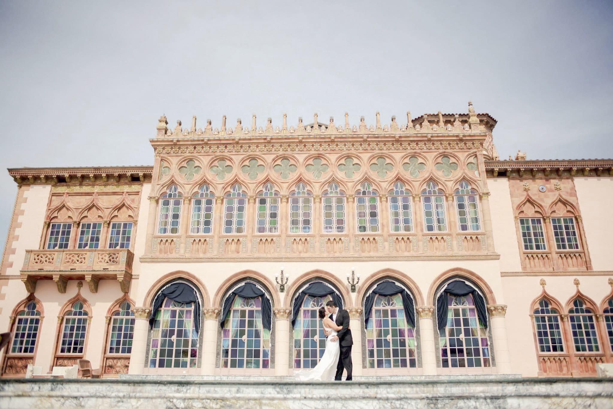 Wedding portrait in front of Ca’ d’Zan at The Ringling in Sarasota