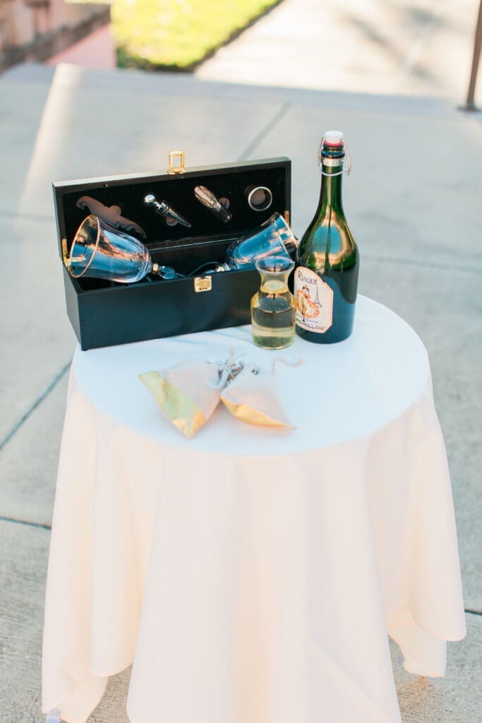 Champagne ceremony toast details during an estate wedding reception at The Ringling