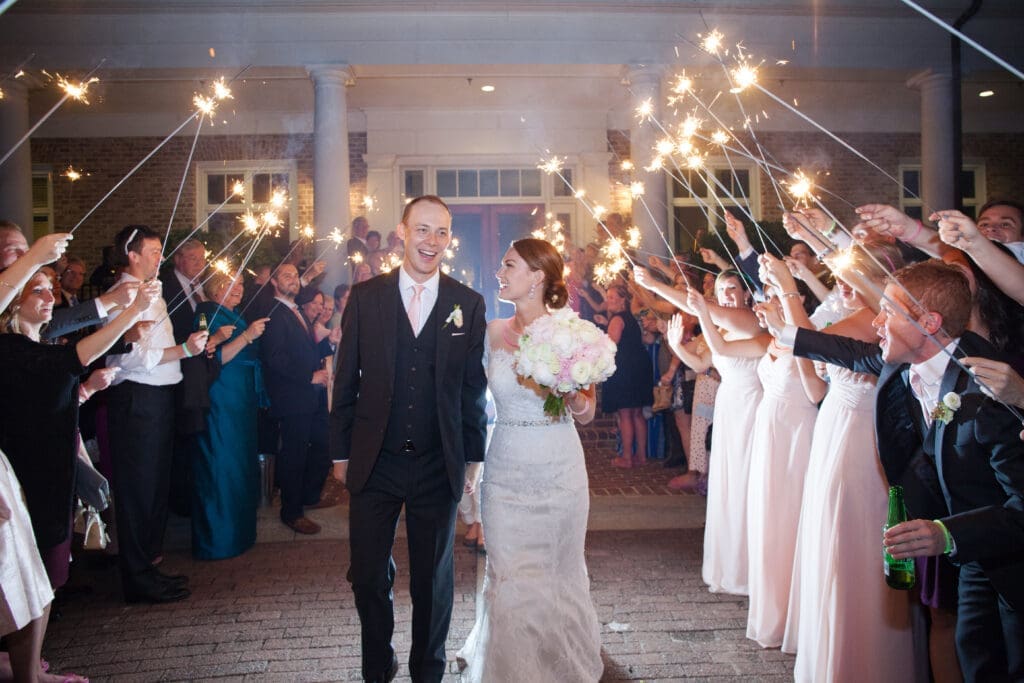 Sparkler exit at Southern coastal wedding reception