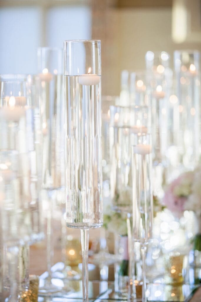 Candles and reception decor at Colleton River Club wedding